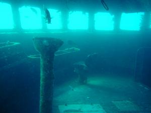 [A shot of the ship's bridge - wonderfully eerie]