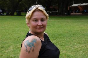 [Seahorse of a different kind - Amanda's tattoo of a mythical Hippocampus. ]